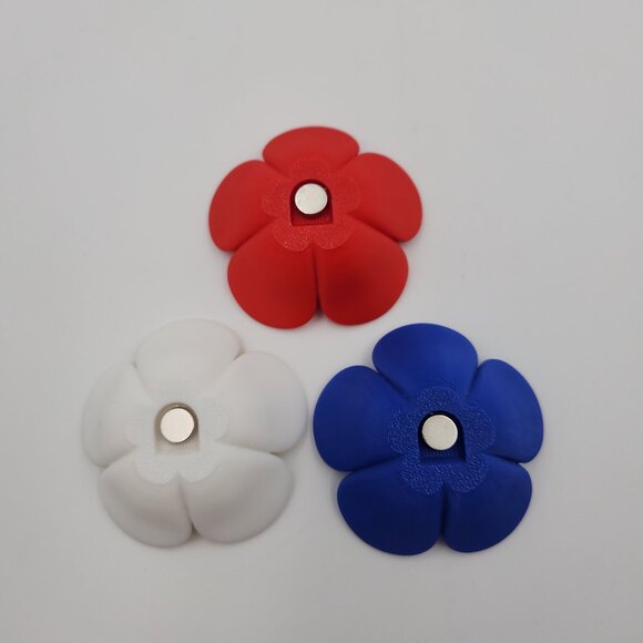 3D Printed Flower Magnets - Red, White, and Blue Bundle - PLA Filament - Picture 2 of 5